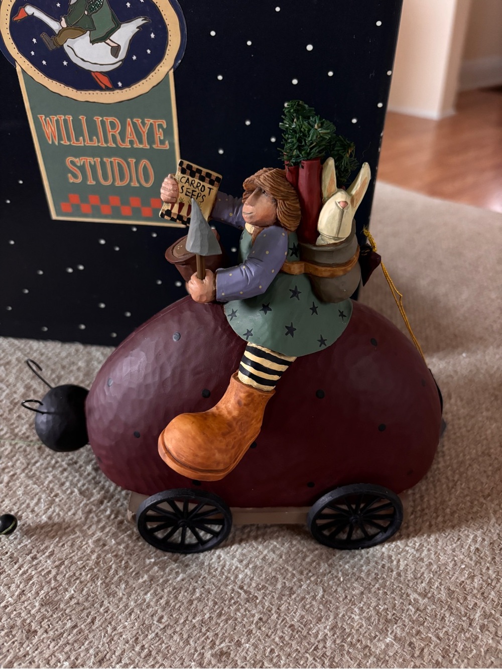 Williraye Studio WW1512 Girl & Ladybug Pull Toy